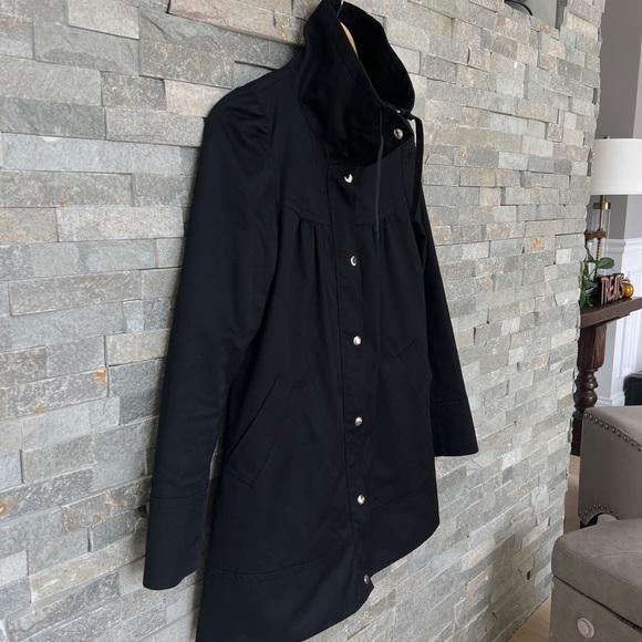 H&M Black Parka Jacket Coat Pockets Zipper Buttons 4 - Picture 4 of 12